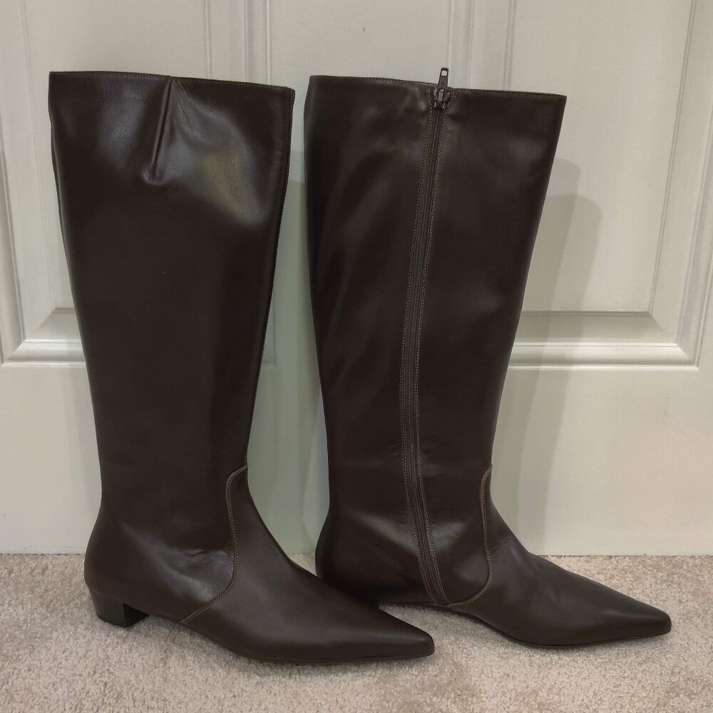 Dark Brown Knee High Leather J. Crew Boots Like New